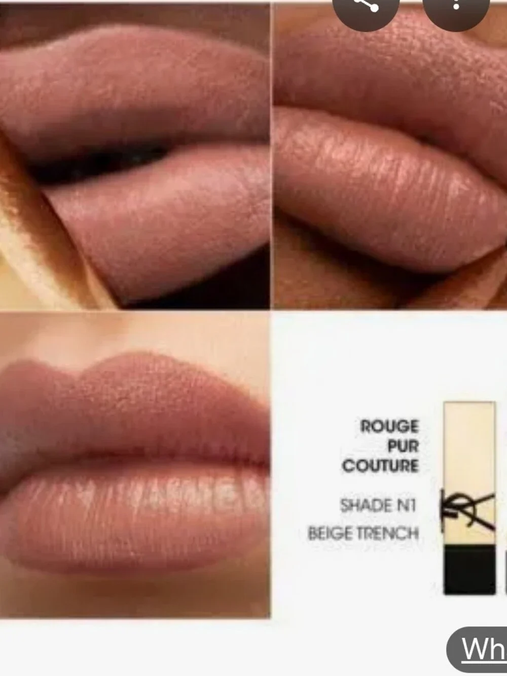 Yves Saint Laurent Rouge Pur Couture Lipstick N1 Beige Trench TRAVEL SIZE .13 oz
